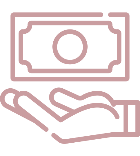 icono de una mano sosteniendo un ticket en rosa